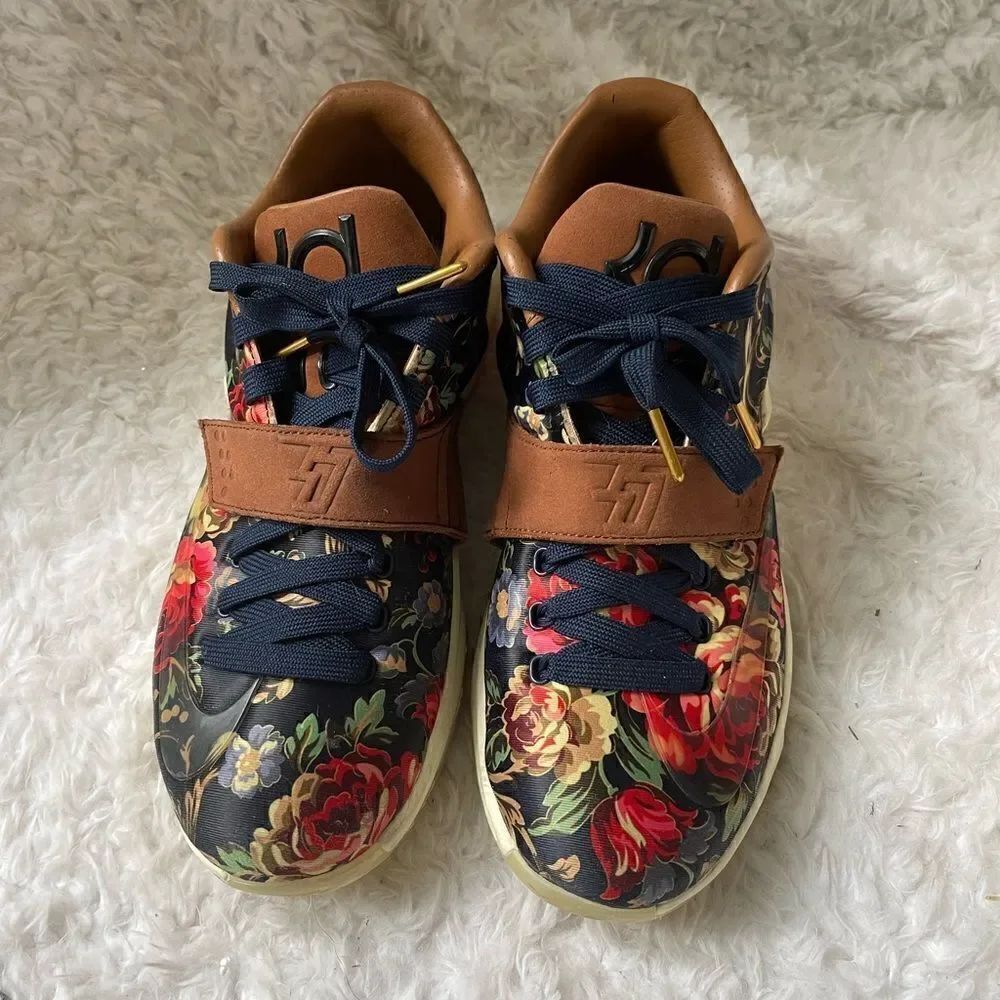 Nike Kevin Durant 7 EXT QS Floral Pattern midnight Navy black/hazelnut 2014 SZ9